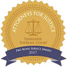 Attorneys For Justice | Tennessee Supreme Court | Pro Bono Service Award | 2017